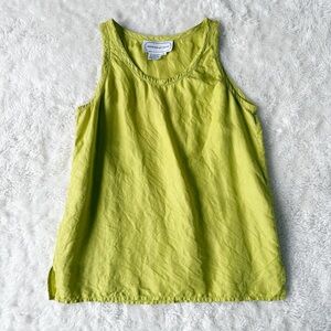 VTG Adrienne Vittadini Woman Chartreuse Green 100% Silk Sleeveless Top US12